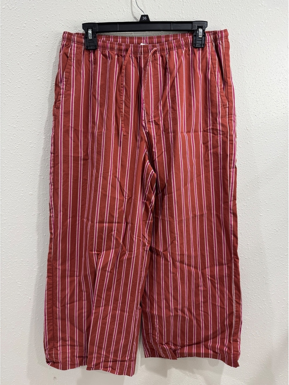 Old Navy Women’s Wide Leg Pants Petite Medium Rust Pink Striped Pull On pants